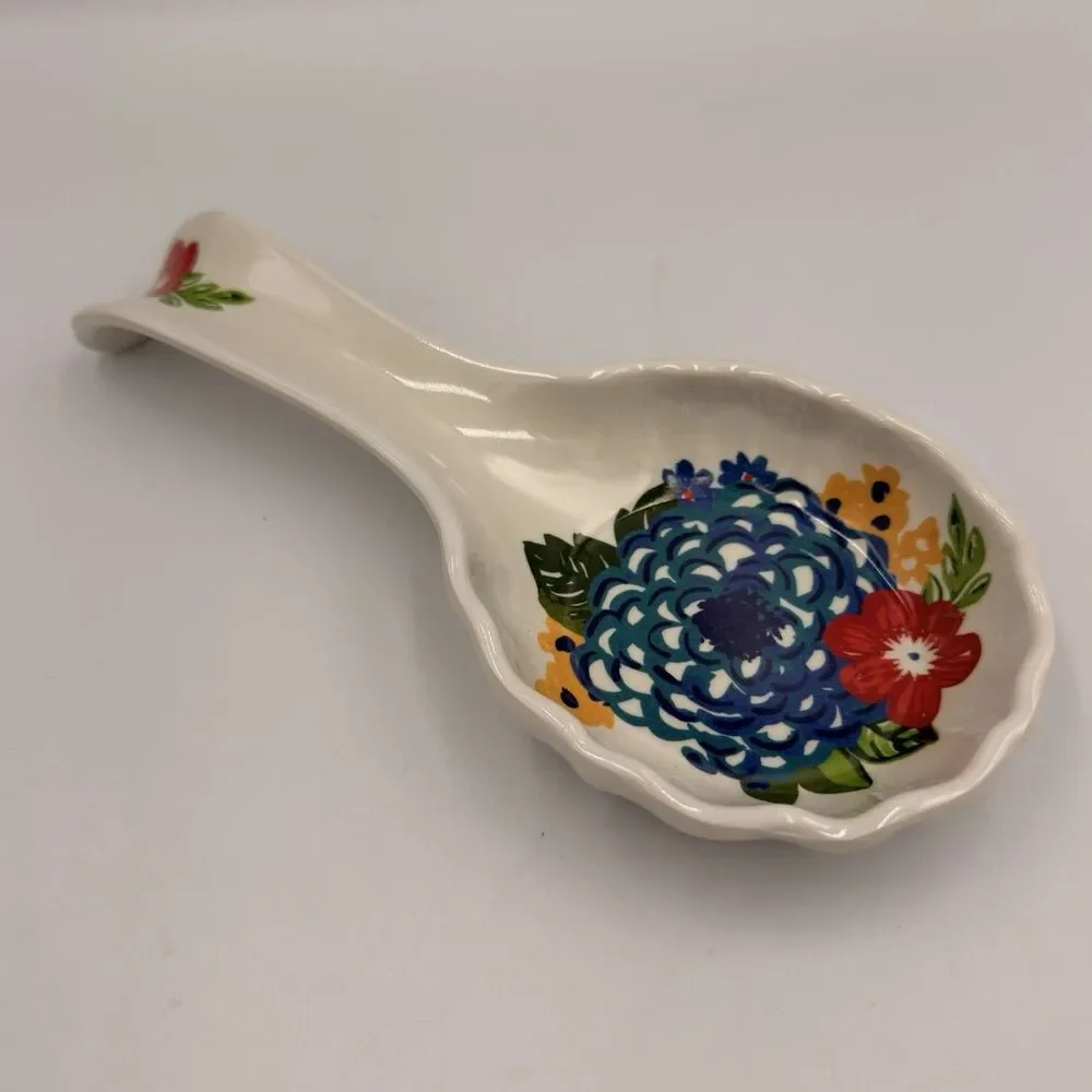 The Pioneer Woman Melamine Spoon Rest Dazzling Dahlias Floral Kitchen 8.5”